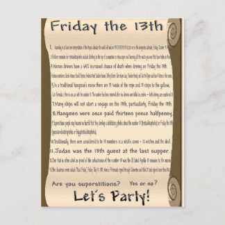 Friday the 13th invitation postcard