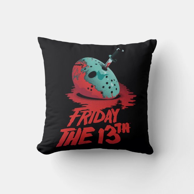 Friday the 13th | Knife Through Blue Hockey Mask Cushion (Front)