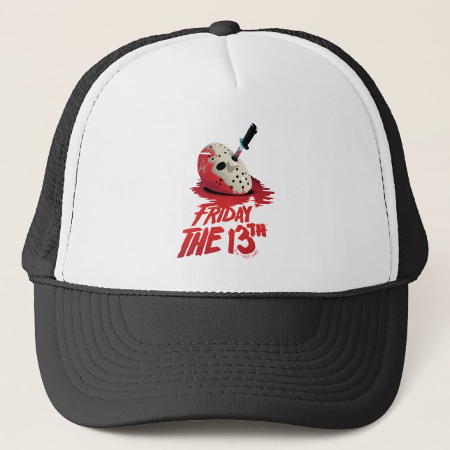Friday the 13th | Knife Through Hockey Mask Trucker Hat (Front)