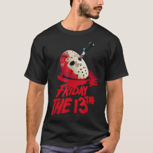 Friday The 13th Mask Blood Halloween Design T-Shirt