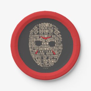 Friday the 13th   Typography Hockey Mask Paper Plate