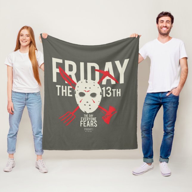Friday the 13th | Weapons Cross Hockey Mask Fleece Blanket (In Situ)