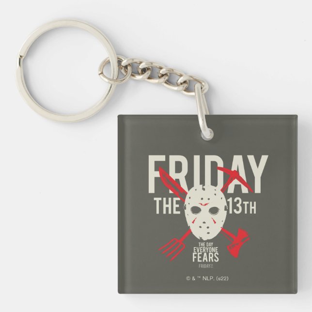 Friday the 13th | Weapons Cross Hockey Mask Key Ring (Front)
