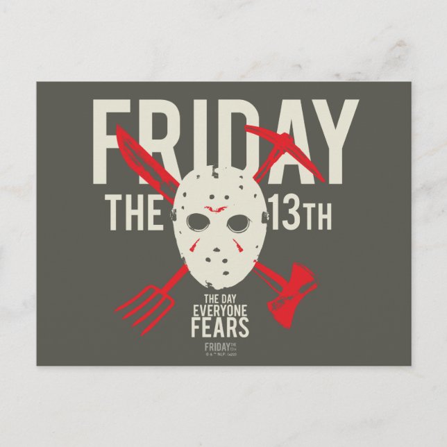 Friday the 13th | Weapons Cross Hockey Mask Postcard (Front)