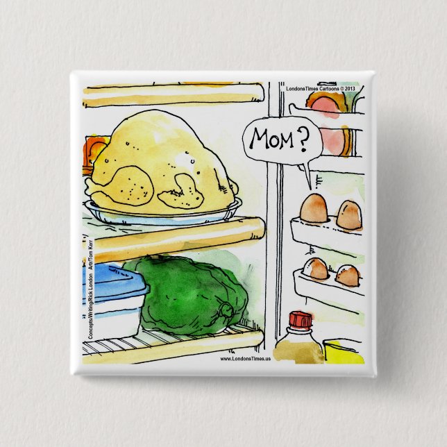 Fridge Chicken Egg Family Funny 15 Cm Square Badge (Front)