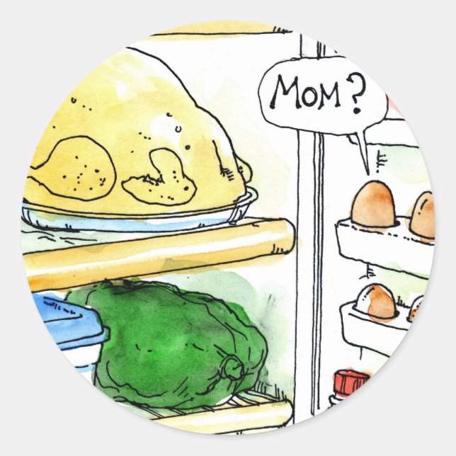 Fridge Chicken Egg Family Funny Classic Round Sticker (Front)