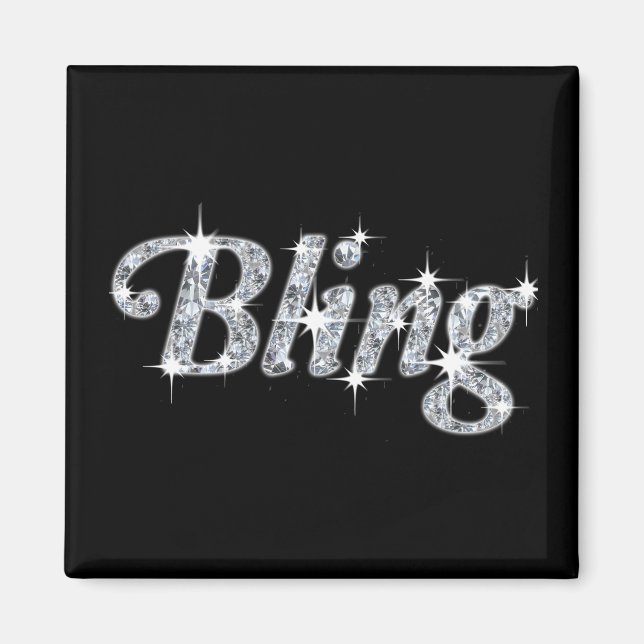 Fridge magnet with faux diamonds bling design (Front)
