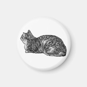 Fridge Tabby, Paws Tucked Magnet