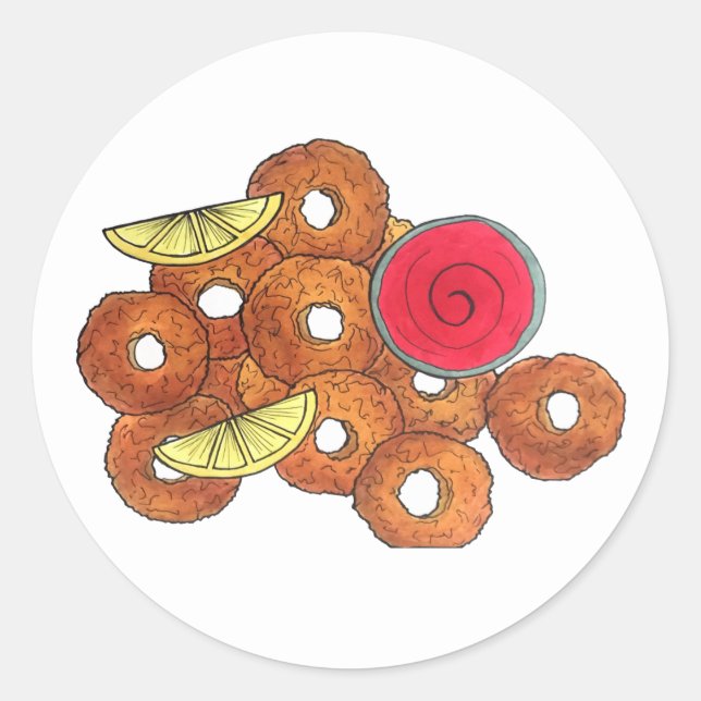 Fried Calamari Rings Italian Food Appetizer Foodie Classic Round Sticker (Front)