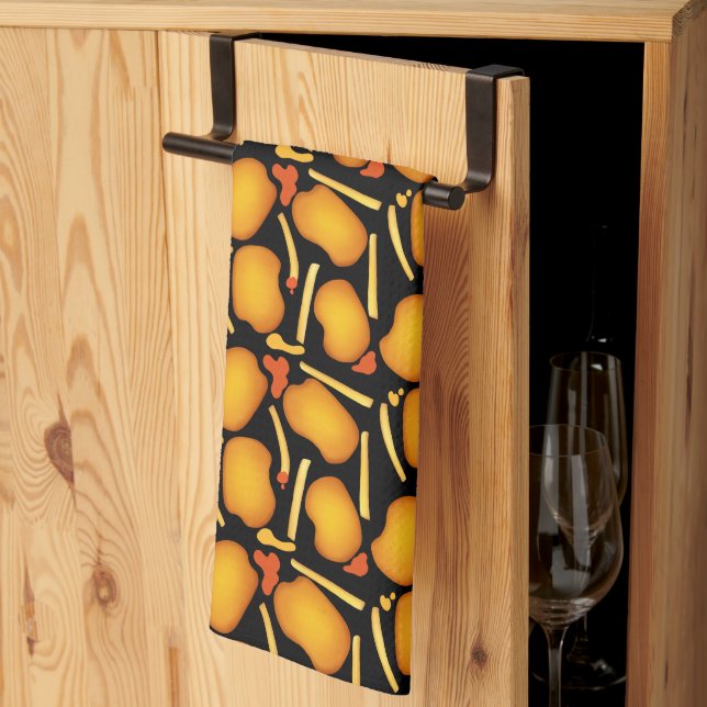 Fried Chicken Bites And Potato Fries Tea Towel (Thirds Fold)