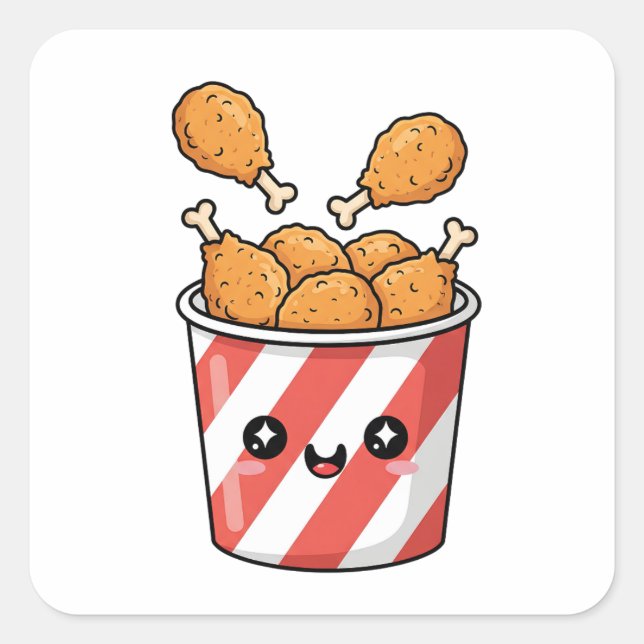 Fried Chicken Bucket Square Sticker (Front)
