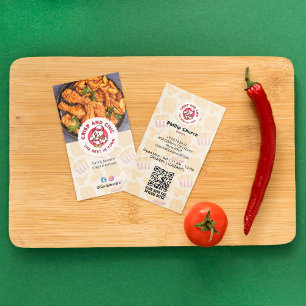 Fried Chicken Business Modern Bright Barcode Business Card