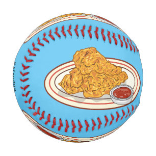Fried chicken cartoon illustration baseball