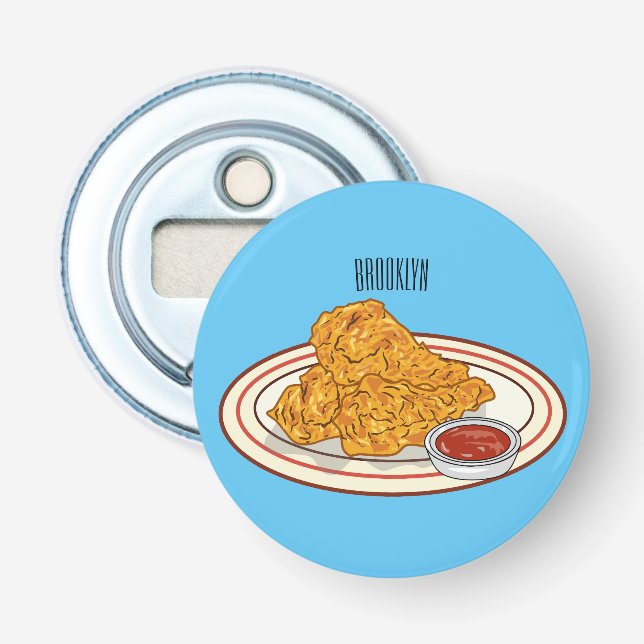 Fried chicken cartoon illustration bottle opener (Front)