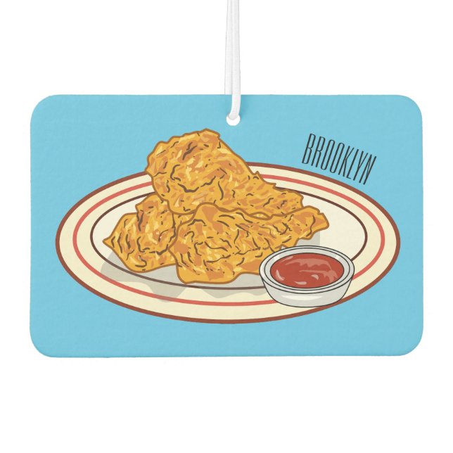 Fried chicken cartoon illustration car air freshener (Front)