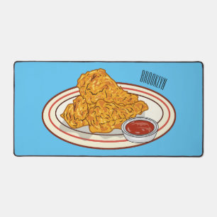 Fried chicken cartoon illustration desk mat