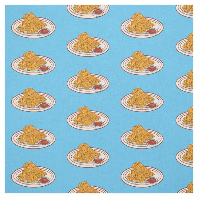 Fried chicken cartoon illustration fabric (Swatch)