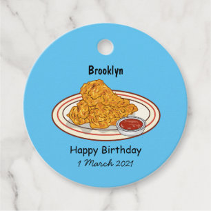 Fried chicken cartoon illustration favour tags
