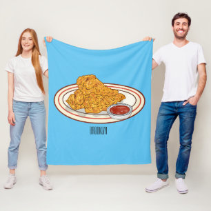 Fried chicken cartoon illustration fleece blanket