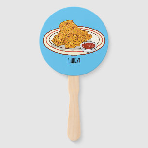 Fried chicken cartoon illustration hand fan