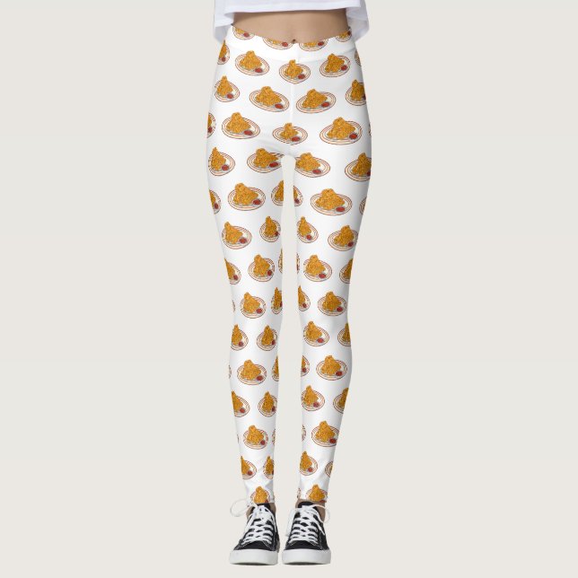 Fried chicken cartoon illustration leggings (Front)