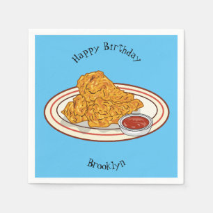 Fried chicken cartoon illustration napkin