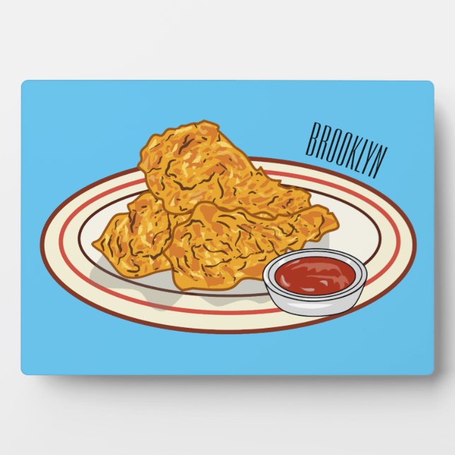 Fried chicken cartoon illustration plaque (Front)