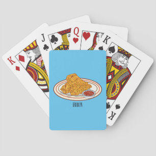 Fried chicken cartoon illustration playing cards