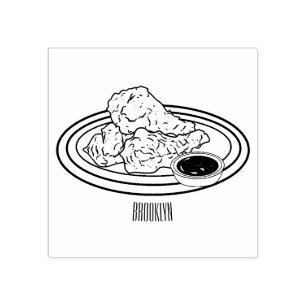 Fried chicken cartoon illustration rubber stamp