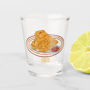Fried chicken cartoon illustration shot glass