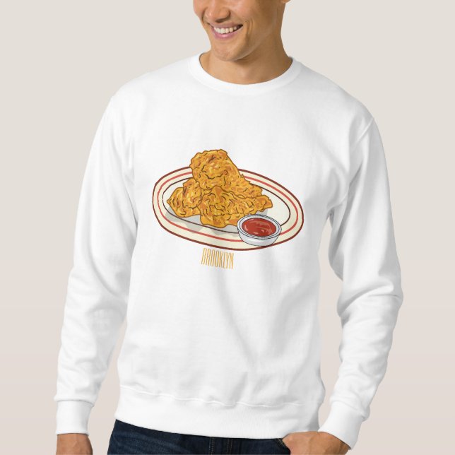 Fried chicken cartoon illustration sweatshirt (Front)