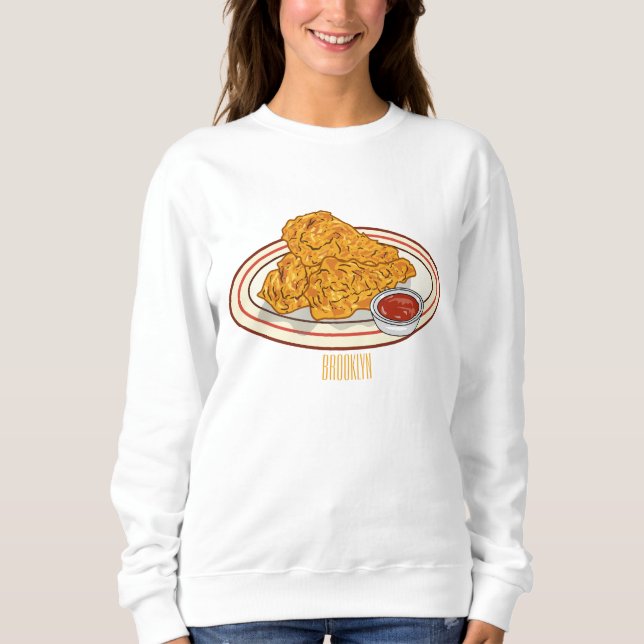 Fried chicken cartoon illustration sweatshirt (Front)