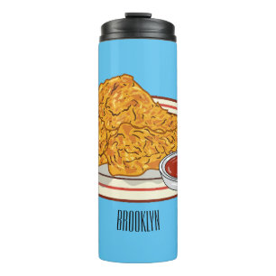 Fried chicken cartoon illustration thermal tumbler