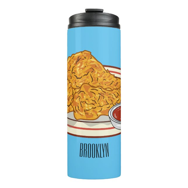 Fried chicken cartoon illustration thermal tumbler (Front)