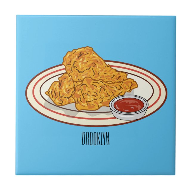 Fried chicken cartoon illustration tile (Front)