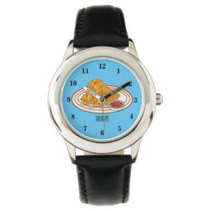 Fried chicken cartoon illustration watch