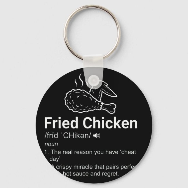 Fried Chicken Definition Funny Dictionary Noun Foo Key Ring (Front)