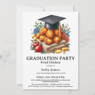 Fried Chicken Graduation Party Celebration Invitation