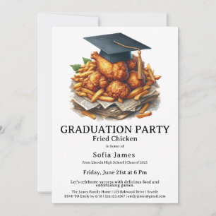 Fried Chicken Graduation Party Celebration Invitation