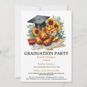 Fried Chicken Graduation Party Celebration Invitation