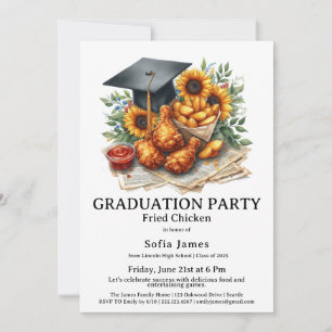 Fried Chicken Graduation Party Celebration Invitation