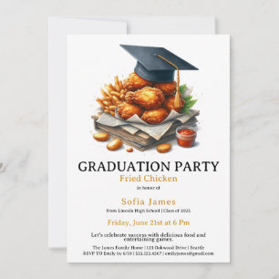 Fried Chicken Graduation Party Celebration Invitation
