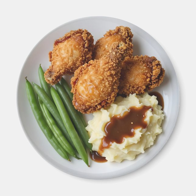Fried Chicken, Mashed Potatoes and Green Beans Magnet (Front)