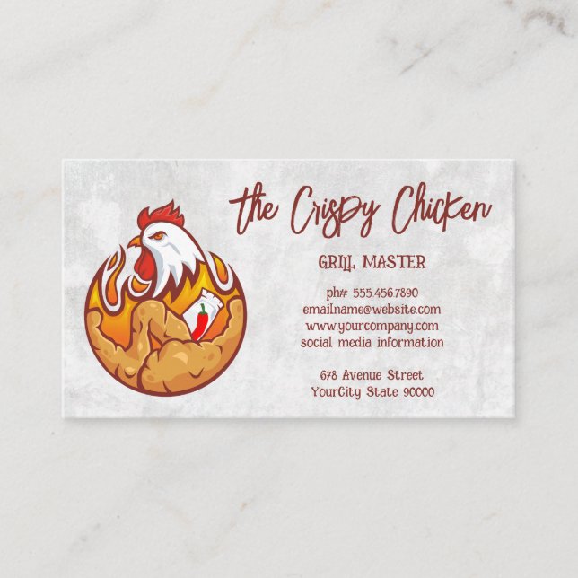 Fried Chicken Restaurant Logo Business Card (Front)