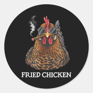 Fried Chicken Smoking Funny Stoner Weed Meme Classic Round Sticker