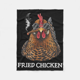 Fried Chicken Smoking Funny Stoner Weed Meme  Fleece Blanket