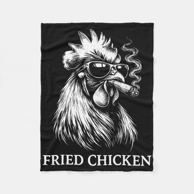 Fried Chicken Smoking Joint Funny Weed Lover _2  Fleece Blanket (Front)