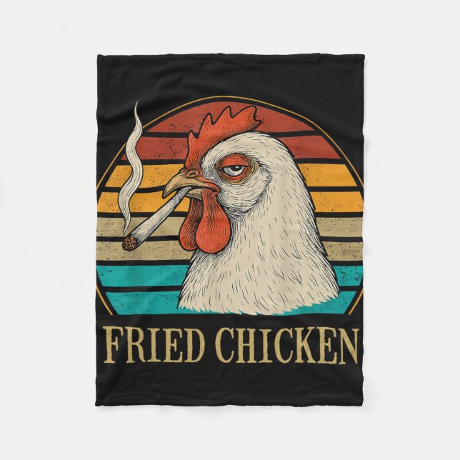 Fried Chicken Smoking Joint Funny Weed Lover _5  Fleece Blanket (Front)
