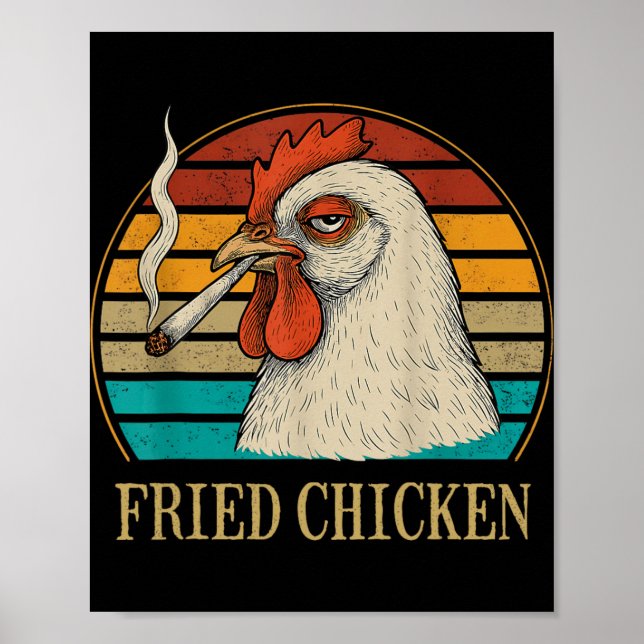 Fried Chicken Smoking Joint Funny Weed Lover _5  Poster (Front)