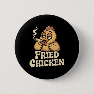 Fried Chicken Smoking Joint Funny Weed Lover _6  6 Cm Round Badge